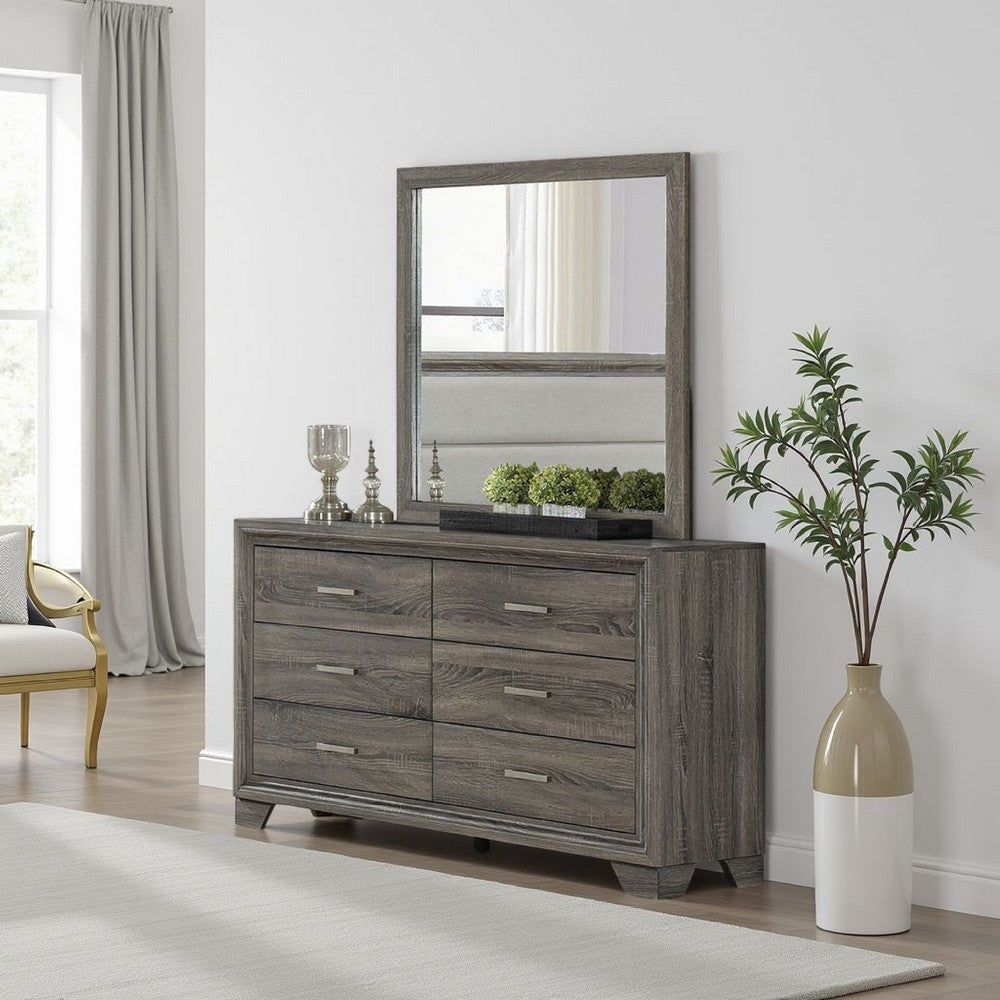 Reay Rectangular Dresser Mirror | Flat Glass Design | Oak Brown Wood