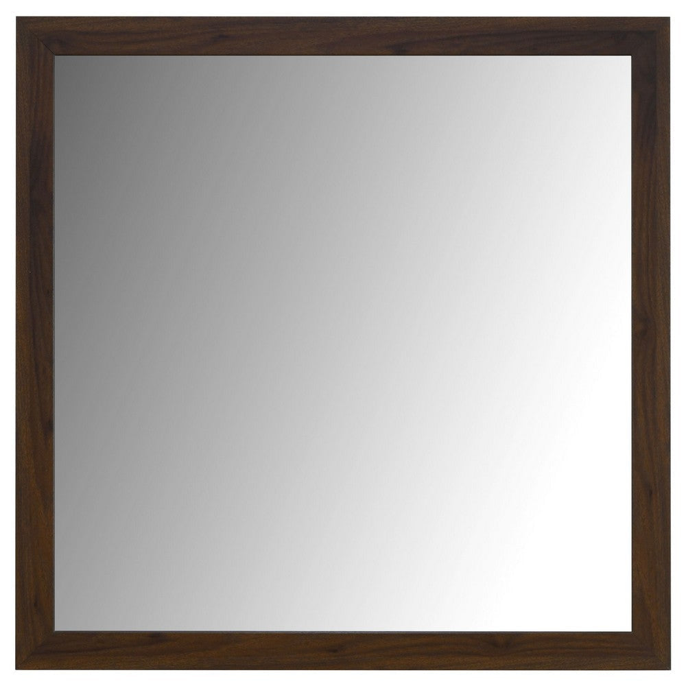Yels Dresser Mirror | Squared Corners | Flat Glass Design | Brown Wood BM338147