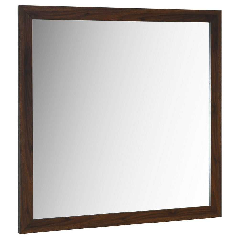 Yels Dresser Mirror | Squared Corners | Flat Glass Design | Brown Wood