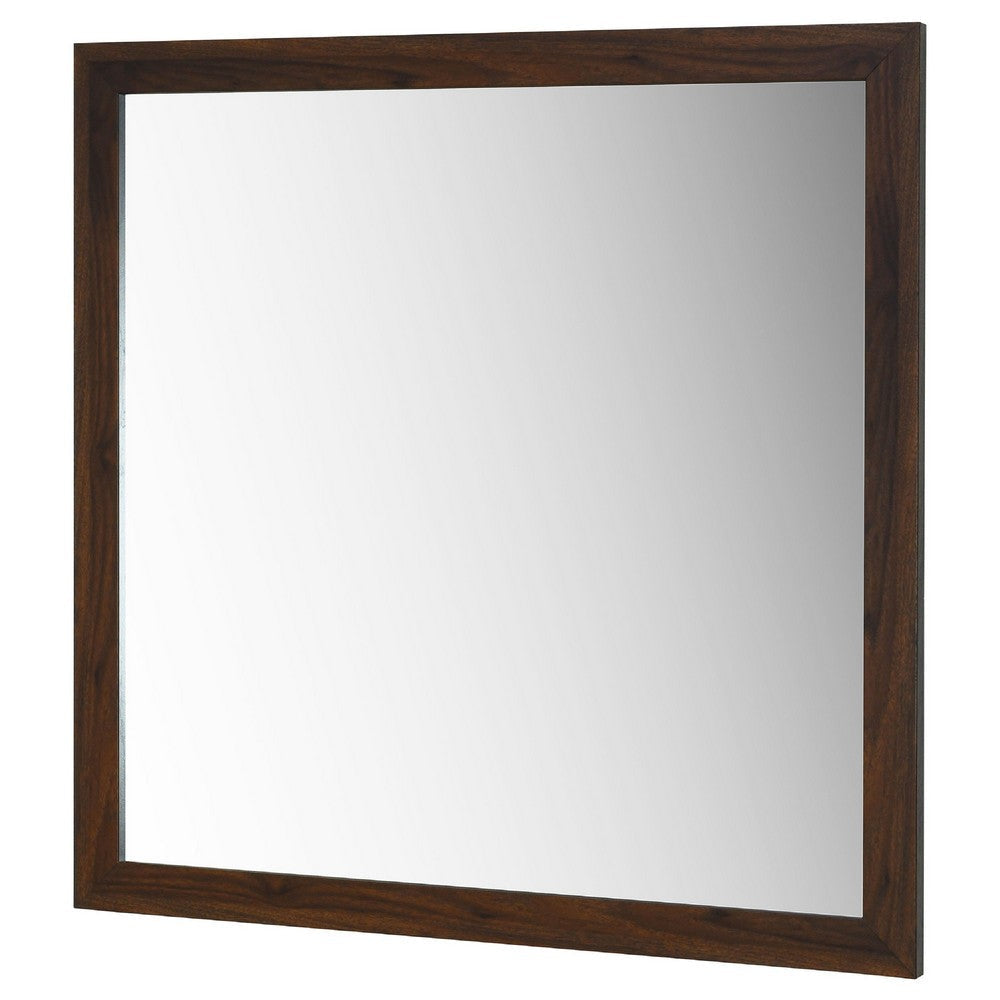Yels Dresser Mirror | Squared Corners | Flat Glass Design | Brown Wood BM338147