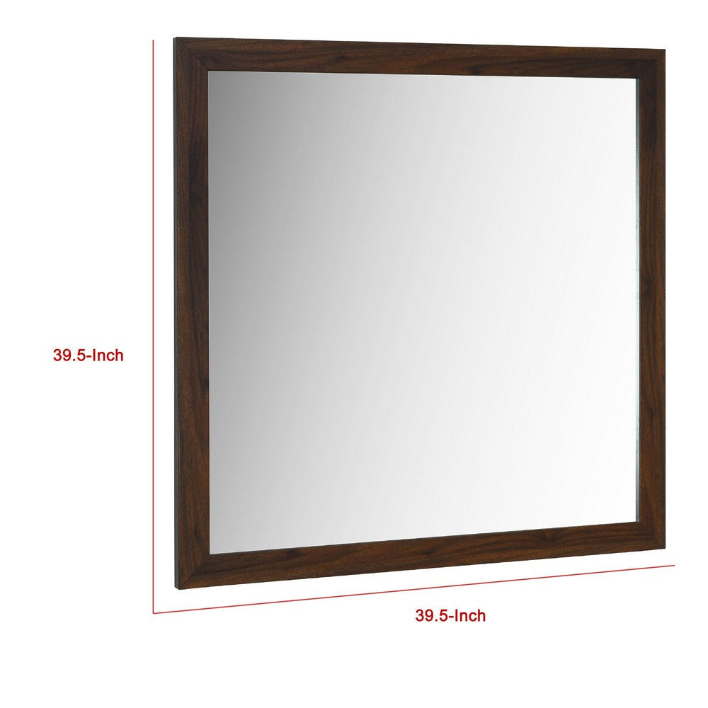 Yels Dresser Mirror | Squared Corners | Flat Glass Design | Brown Wood BM338147