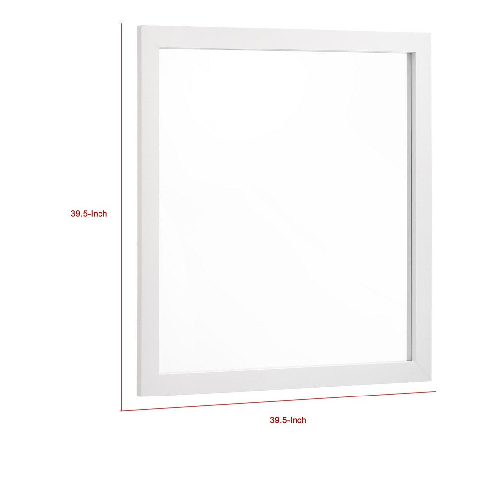 Dle Rectangular Dresser Mirror | Flush Frame | Flat Glass | White Wood BM338148