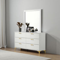 Dle Rectangular Dresser Mirror | Flush Frame | Flat Glass | White Wood