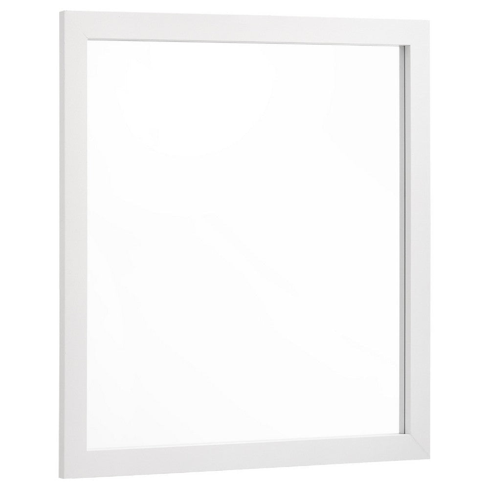 Dle Rectangular Dresser Mirror | Flush Frame | Flat Glass | White Wood