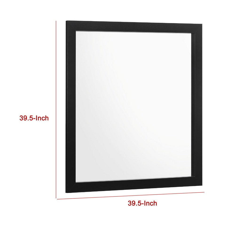 Dle Rectangular Dresser Mirror | Flush Frame | Flat Glass | Black Wood BM338149
