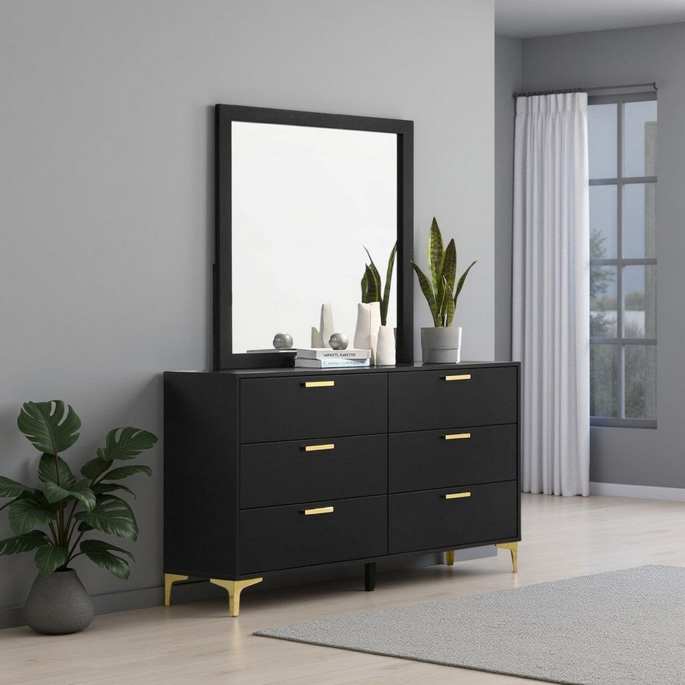 Dle Rectangular Dresser Mirror | Flush Frame | Flat Glass | Black Wood