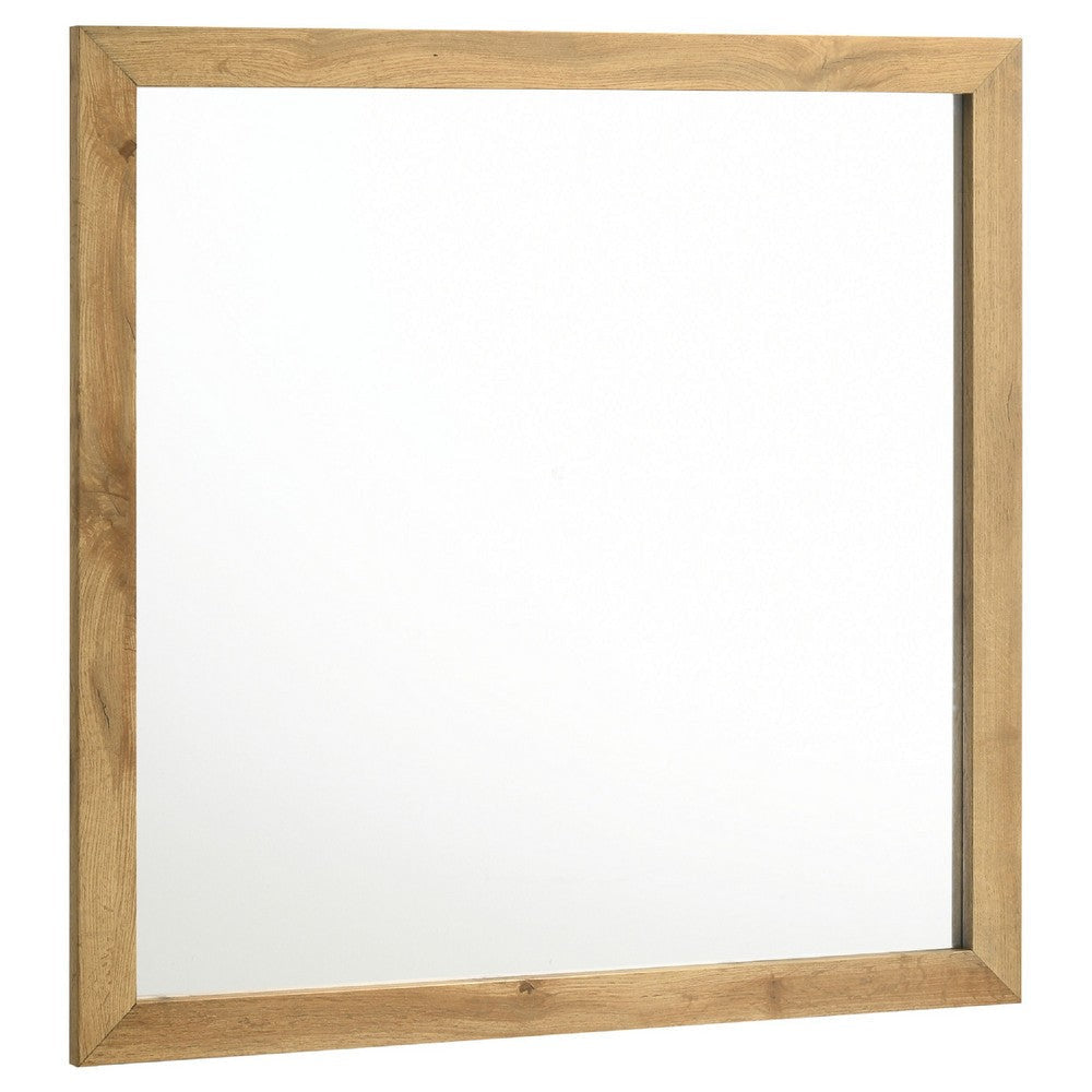 Wemy Rectangular Dresser Mirror | Flat Glass | Natural Pine Wood BM338150