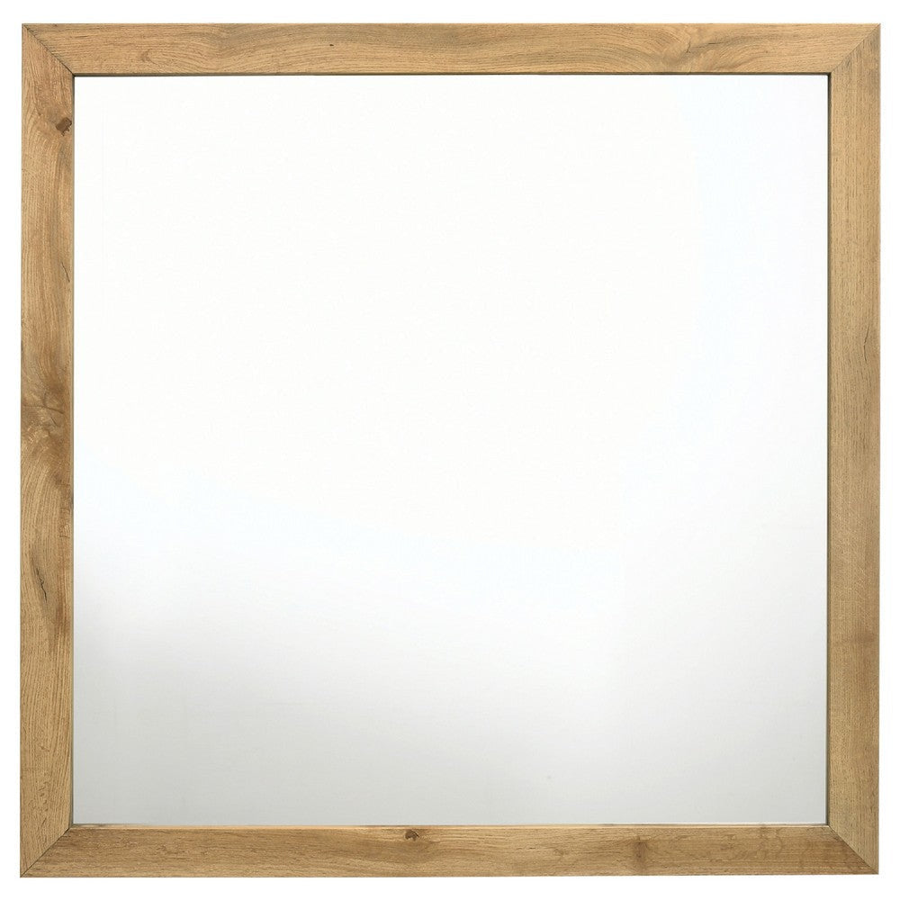 Wemy Rectangular Dresser Mirror | Flat Glass | Natural Pine Wood BM338150
