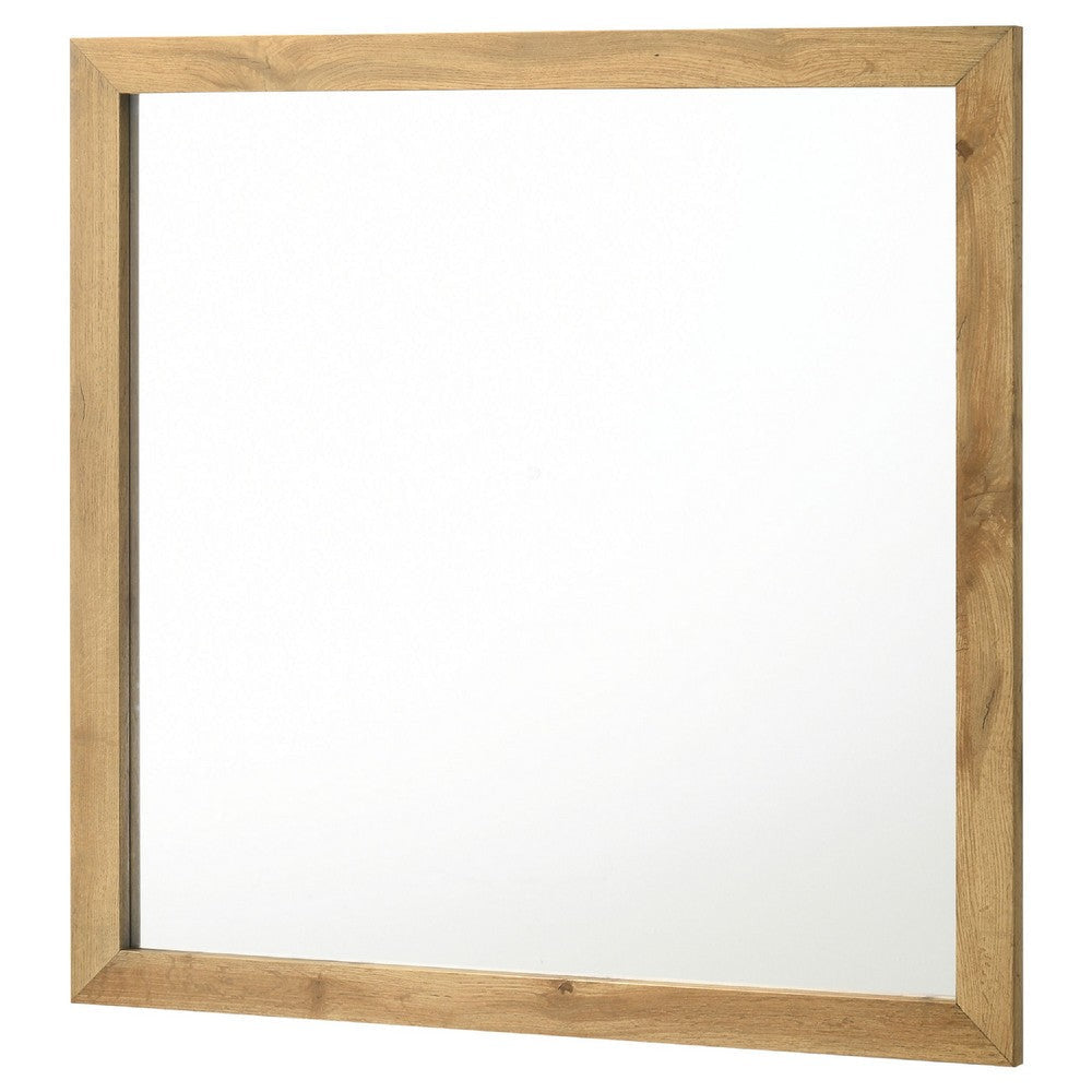 Wemy Rectangular Dresser Mirror | Flat Glass | Natural Pine Wood BM338150