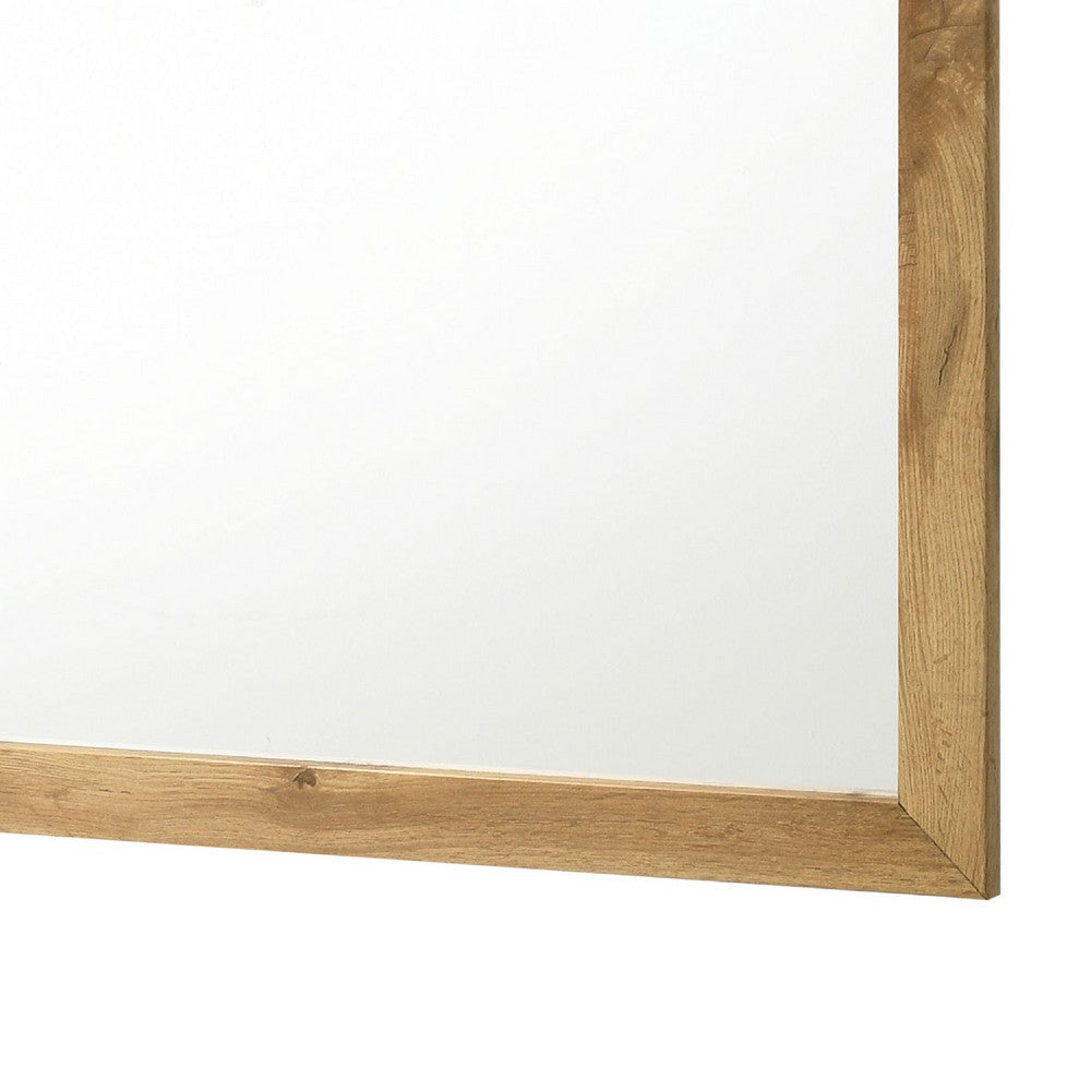 Wemy Rectangular Dresser Mirror | Flat Glass | Natural Pine Wood BM338150