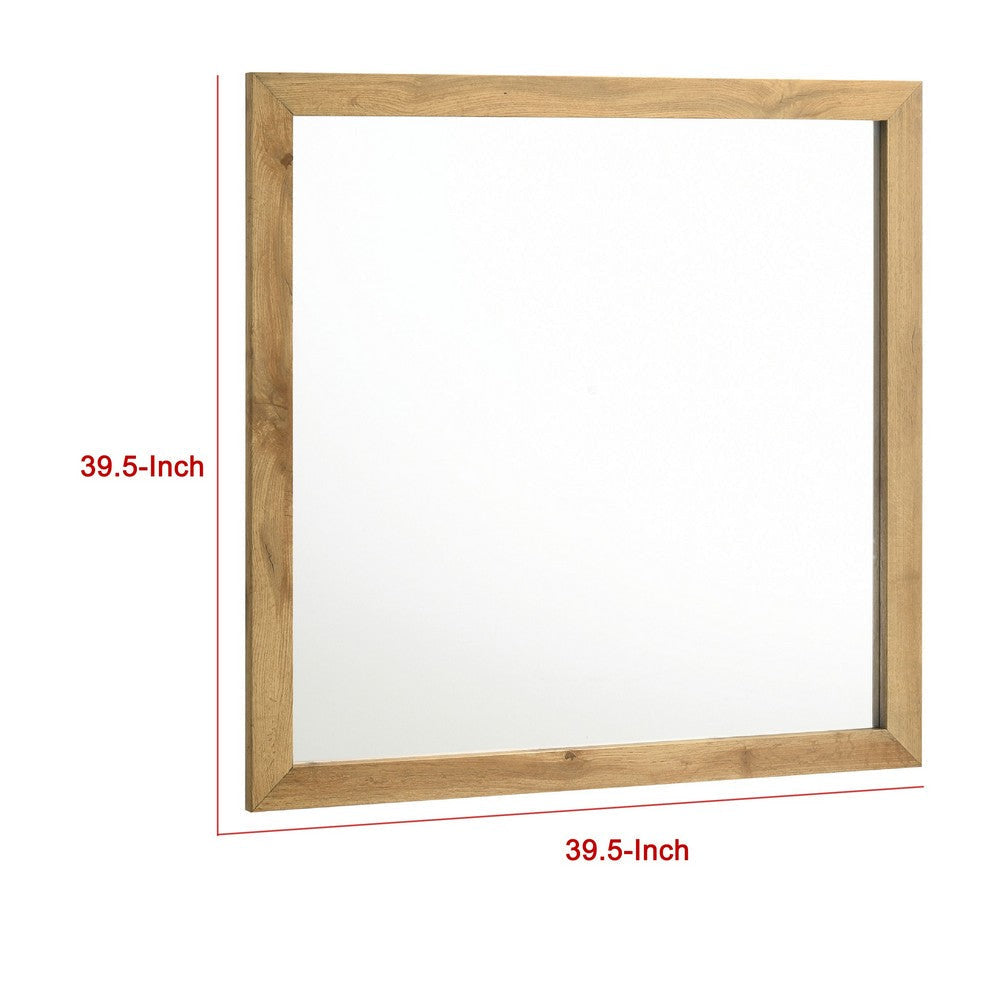 Wemy Rectangular Dresser Mirror | Flat Glass | Natural Pine Wood BM338150