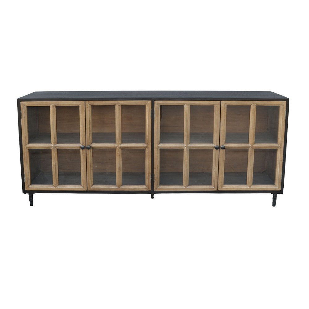 Cara Sideboard Buffet Cabinet | 4 Glass Pane Doors | 83’’ Espresso Brown BM338157