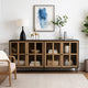 Cara Sideboard Buffet Cabinet | 4 Glass Pane Doors | 83" Espresso Brown