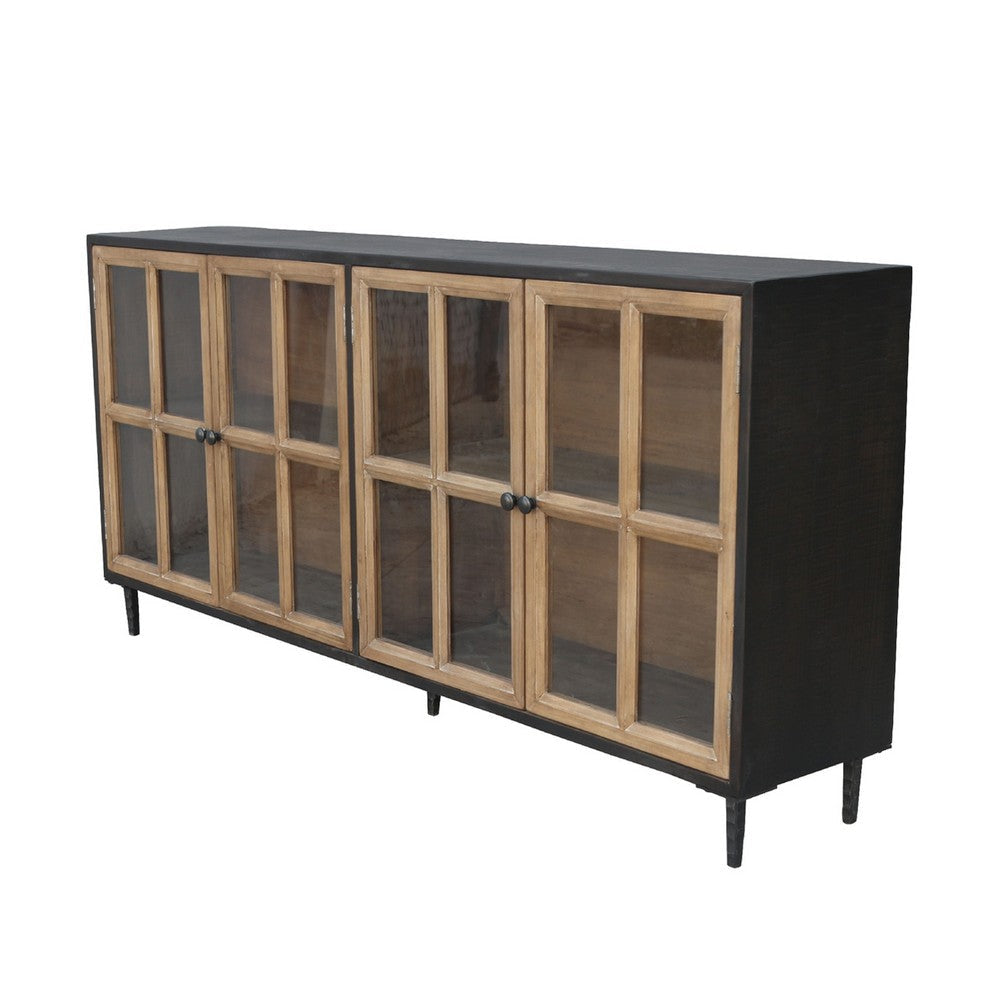 Cara Sideboard Buffet Cabinet | 4 Glass Pane Doors | 83’’ Espresso Brown BM338157
