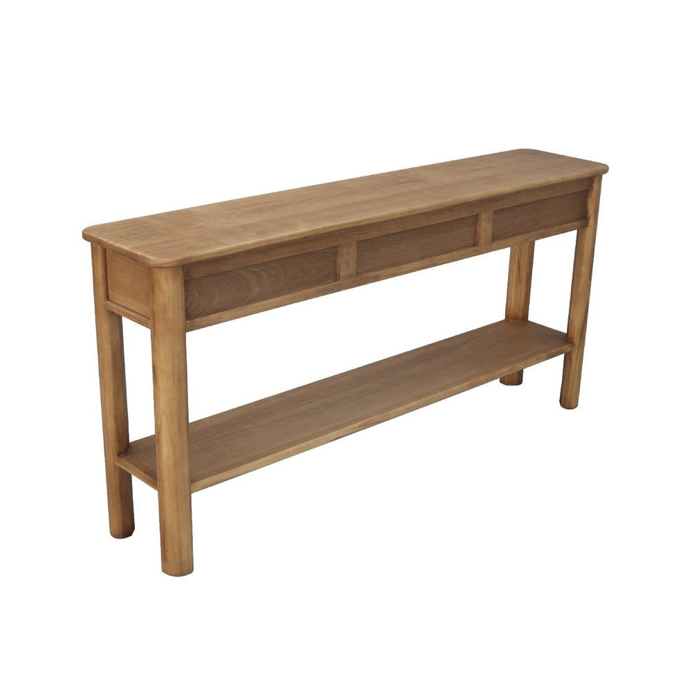 Mele Sofa Console Table | Lower Shelf and 3 Drawers | 62’’ Natural Brown BM338163