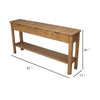Mele Sofa Console Table | Lower Shelf and 3 Drawers | 62’’ Natural Brown BM338163
