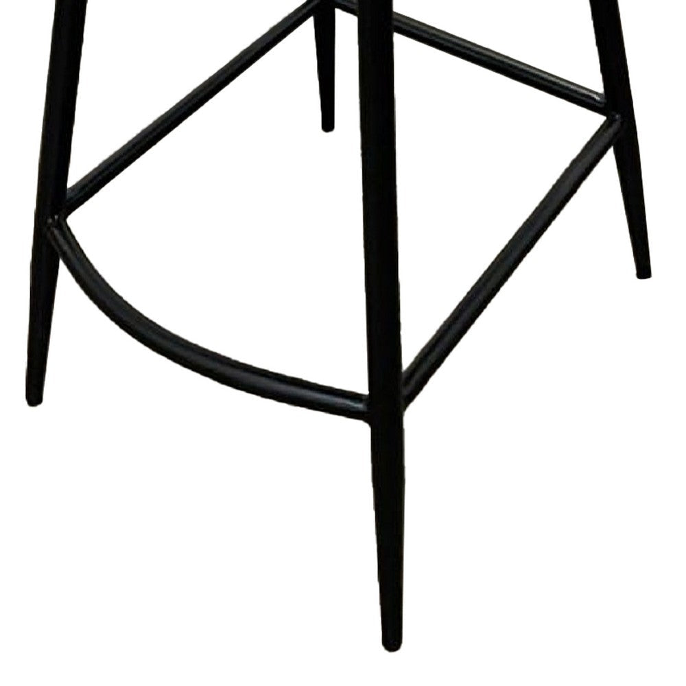 Isha Counter Stool Chair Set of 2 | Brown Faux Leather | Black Iron BM338164