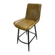 Isha Counter Stool Chair Set of 2 | Brown Faux Leather | Black Iron