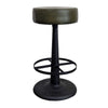 Gevy Counter Height Stool | Round Green Leather Seat with Black Iron Base