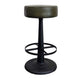 Gevy Counter Height Stool | Round Green Leather Seat with Black Iron Base
