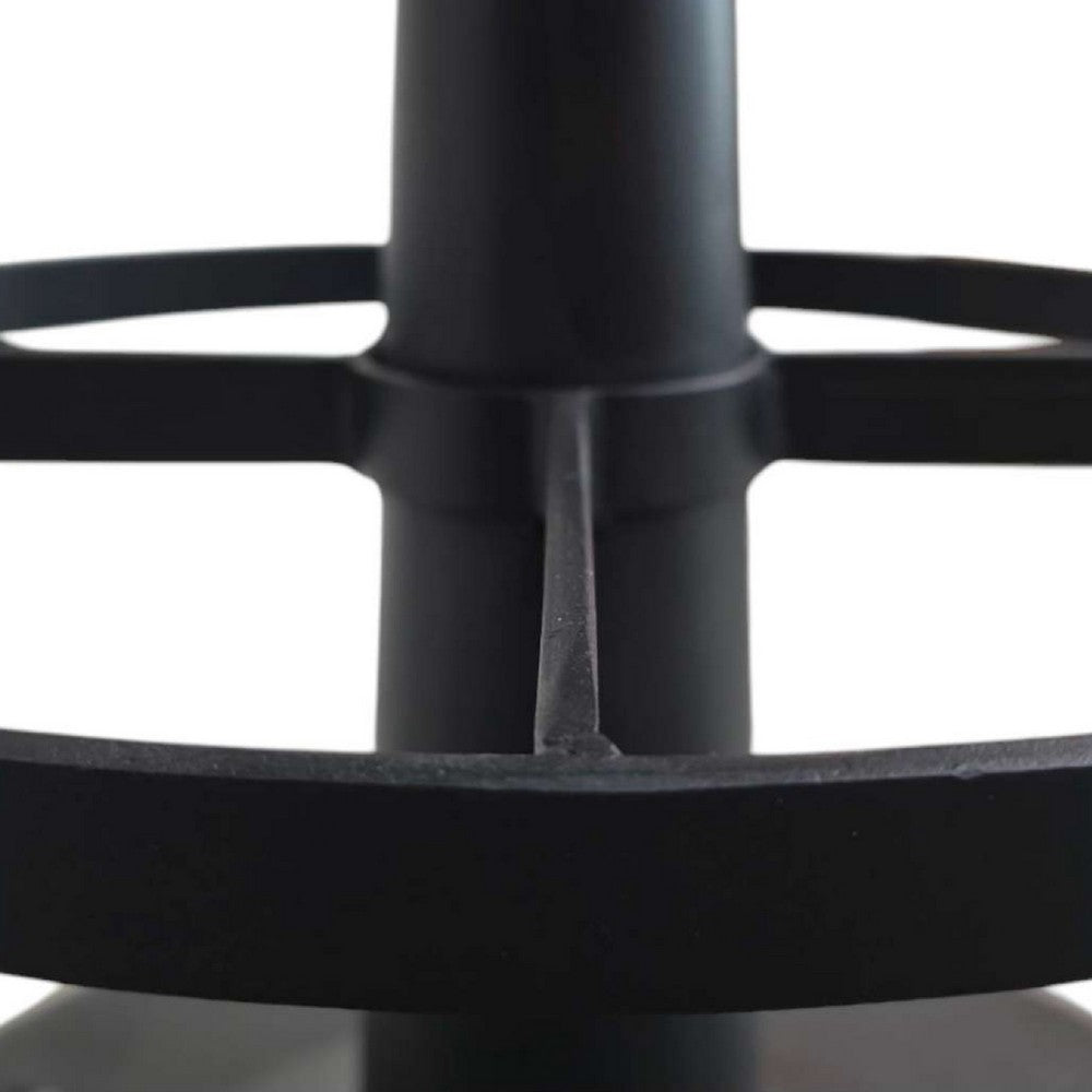 Gevy Counter Height Stool | Round Green Leather Seat with Black Iron Base