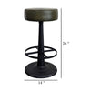 Gevy Counter Height Stool | Round Green Leather Seat with Black Iron Base