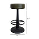 Gevy Counter Height Stool | Round Green Leather Seat with Black Iron Base