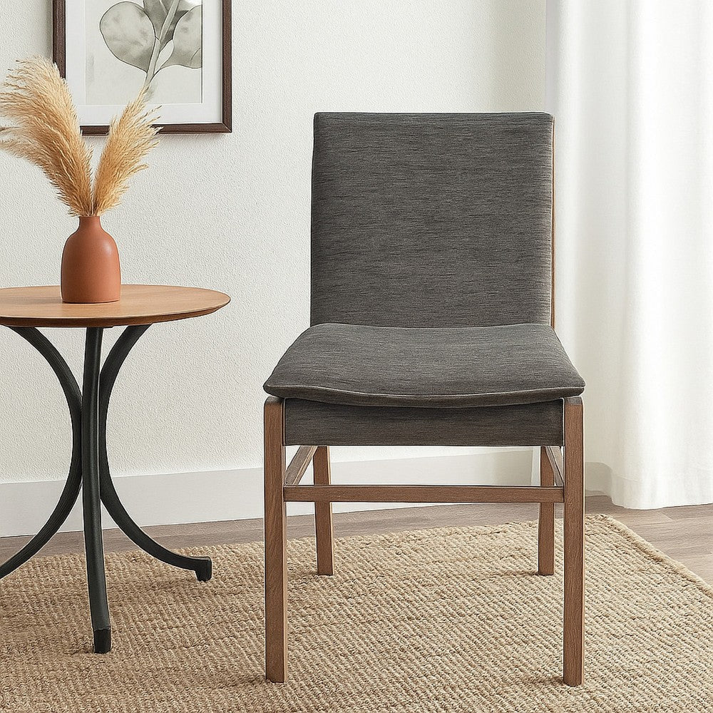 Lily Dining Chair Set of 2 | Gray Seat and Back | Espresso Brown Ash Wood