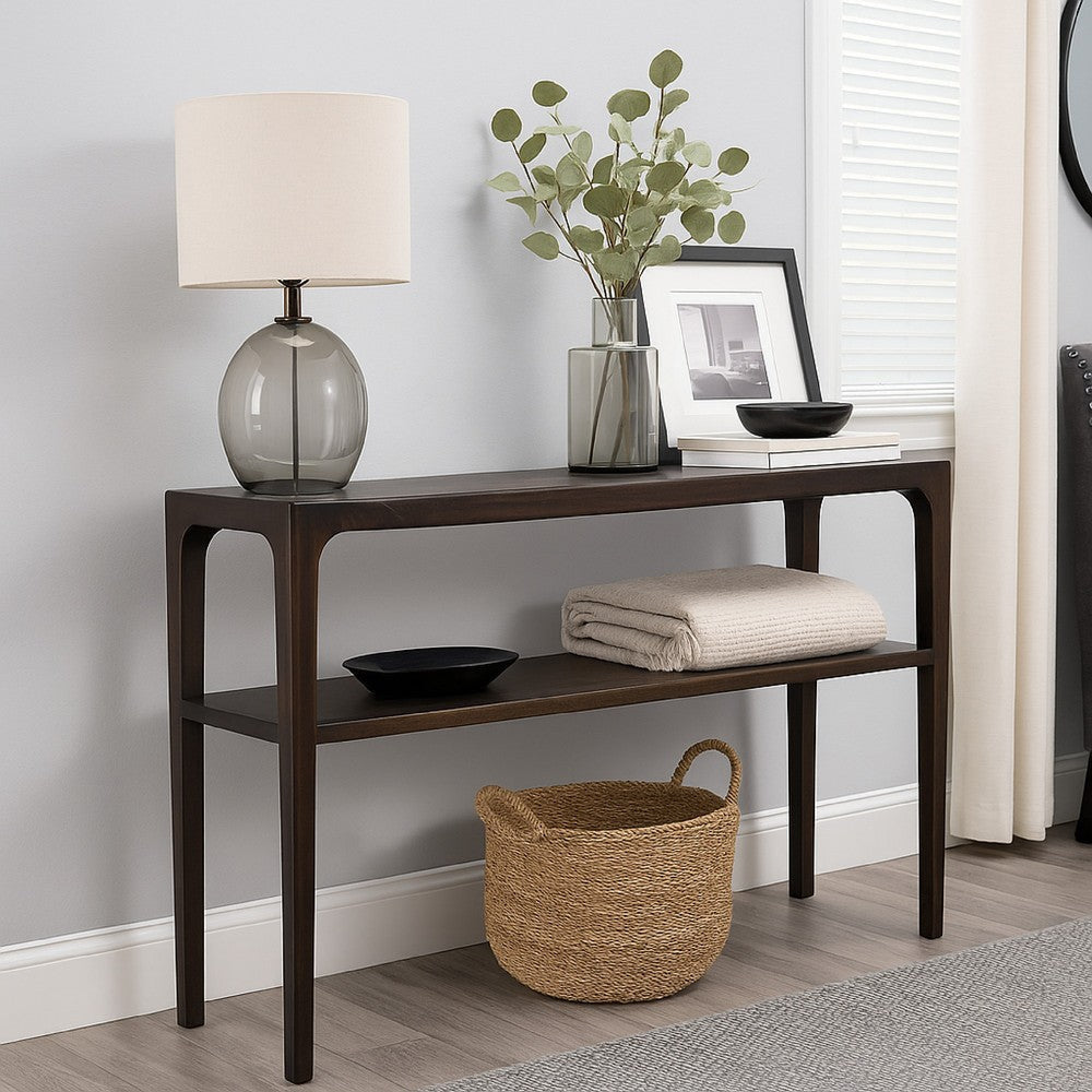 Geni Sofa Console Table | 48" Top w Shelf | Parsons Style Java Gray