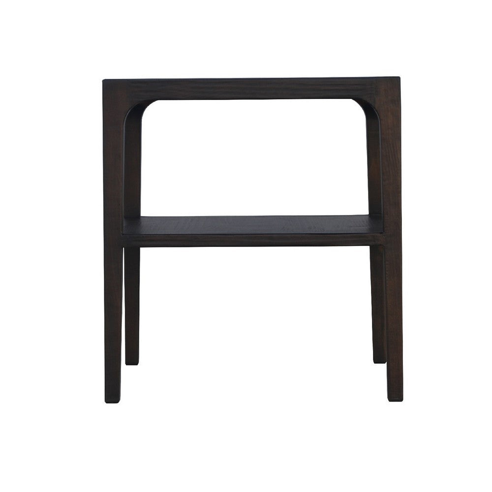 Geni Corner Table | 22’’ Square Top w Shelf | Parsons Style Java Gray BM338178