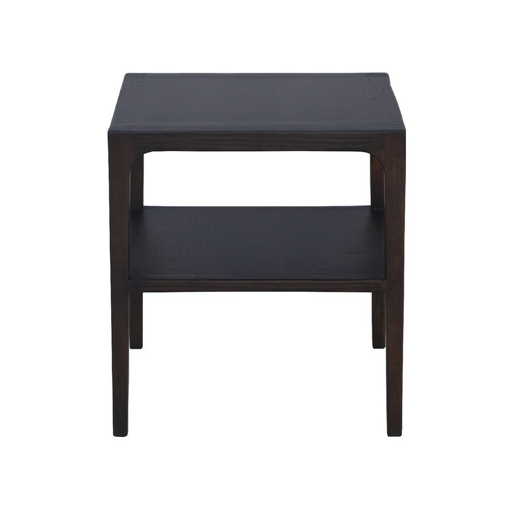 Geni Corner Table | 22’’ Square Top w Shelf | Parsons Style Java Gray BM338178