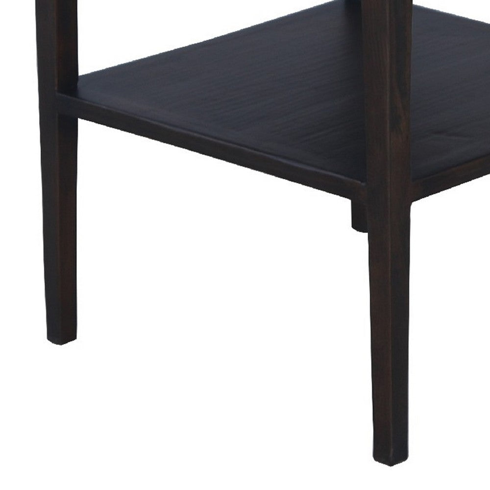 Geni Corner Table | 22’’ Square Top w Shelf | Parsons Style Java Gray BM338178