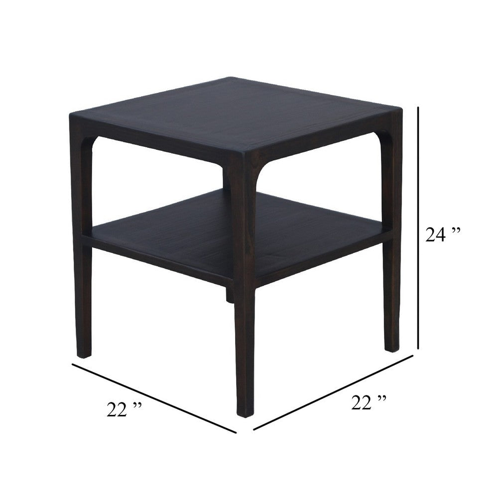 Geni Corner Table | 22’’ Square Top w Shelf | Parsons Style Java Gray BM338178
