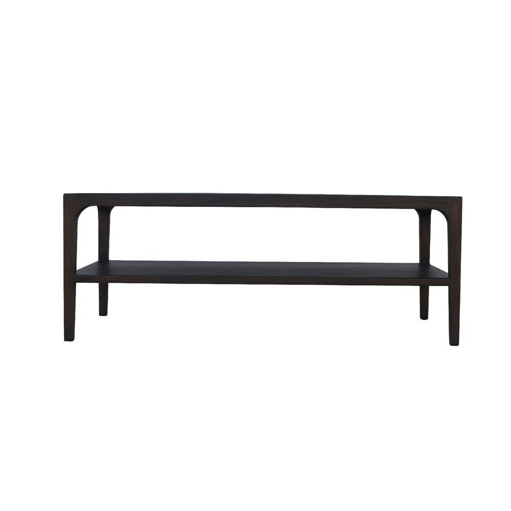 Geni Coffee Table | 48’’ Rectangular Top w Shelf | Parsons Style Gray BM338179