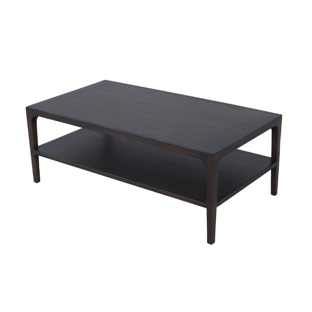 Geni Coffee Table | 48’’ Rectangular Top w Shelf | Parsons Style Gray BM338179