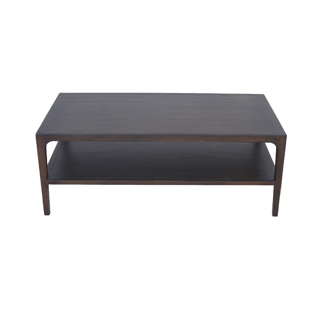 Geni Coffee Table | 48’’ Rectangular Top w Shelf | Parsons Style Gray BM338179