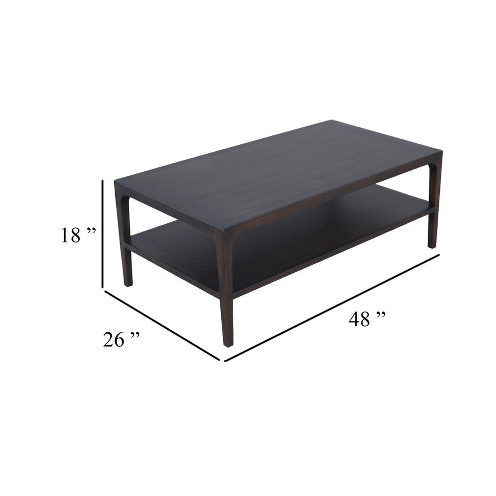 Geni Coffee Table | 48’’ Rectangular Top w Shelf | Parsons Style Gray BM338179