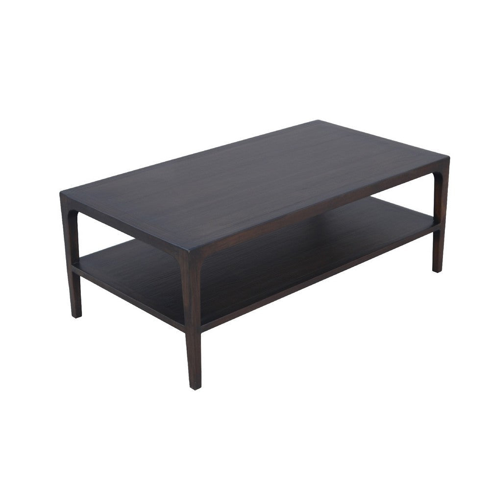 Geni Coffee Table | 48" Rectangular Top w Shelf | Parsons Style Gray