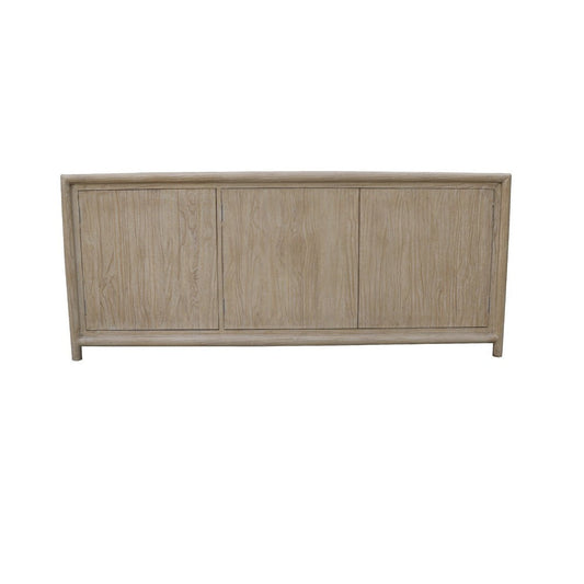 Zery Sideboard Cabinet w 3 Doors in Brushed White Pine Wood | 83"