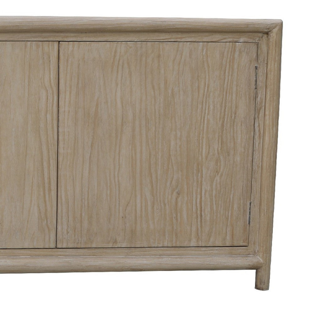 Zery Sideboard Cabinet w 3 Doors in Brushed White Pine Wood | 83’’ BM338183