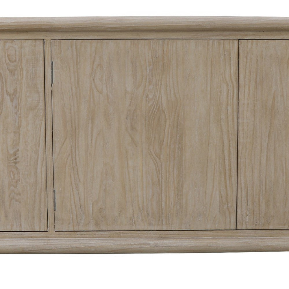 Zery Sideboard Cabinet w 3 Doors in Brushed White Pine Wood | 83’’ BM338183