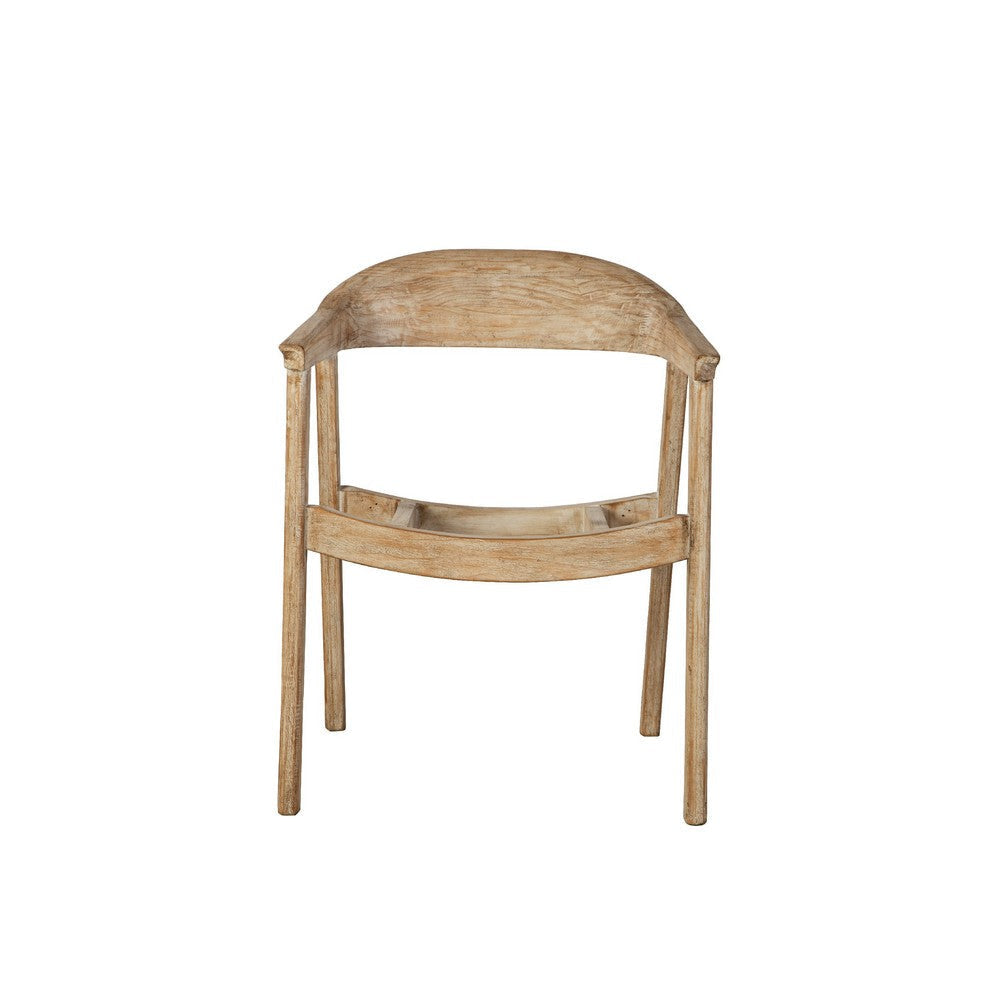 Beny Dining Armchair Frame w Curved Back | Aged White Pine Wood BM338184