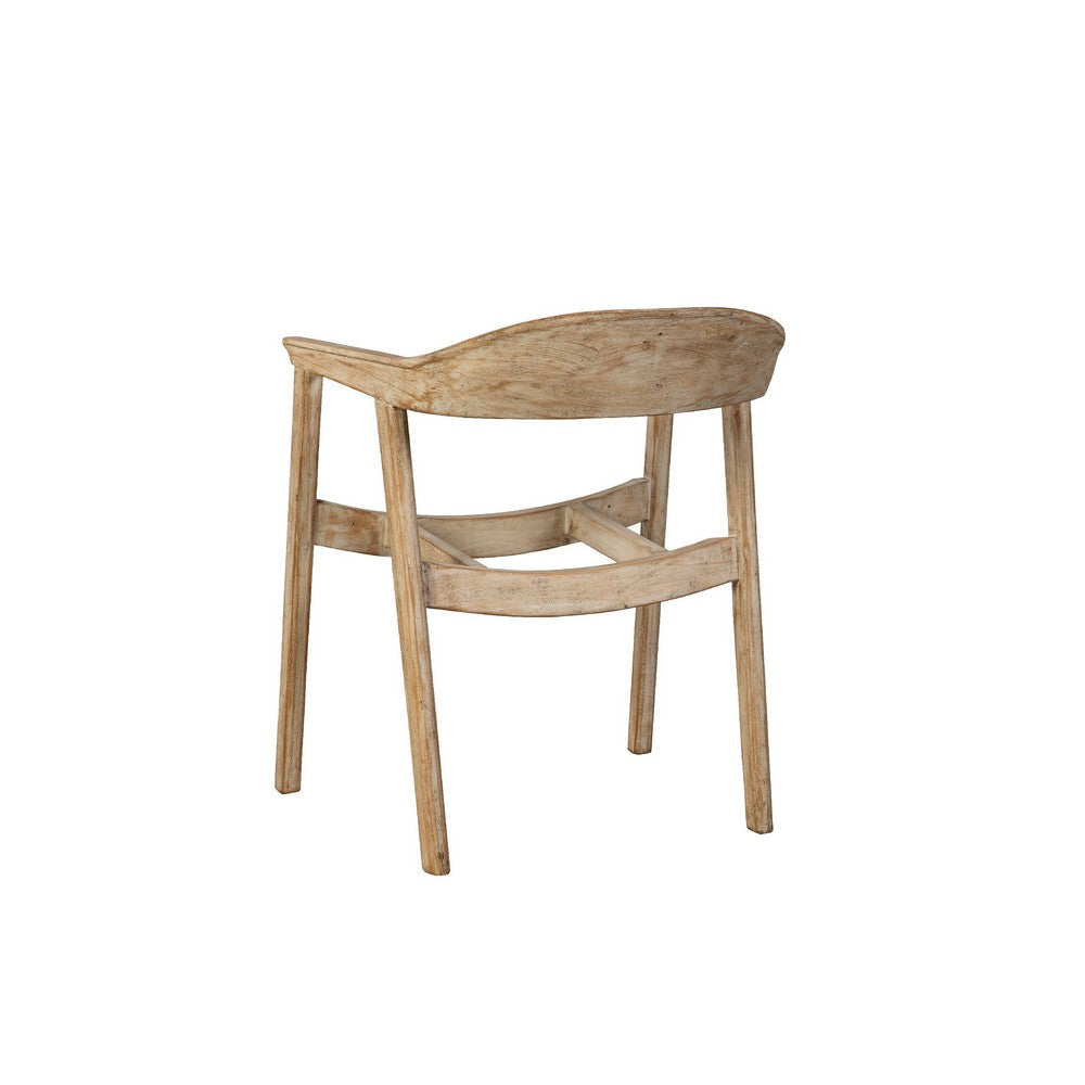 Beny Dining Armchair Frame w Curved Back | Aged White Pine Wood BM338184