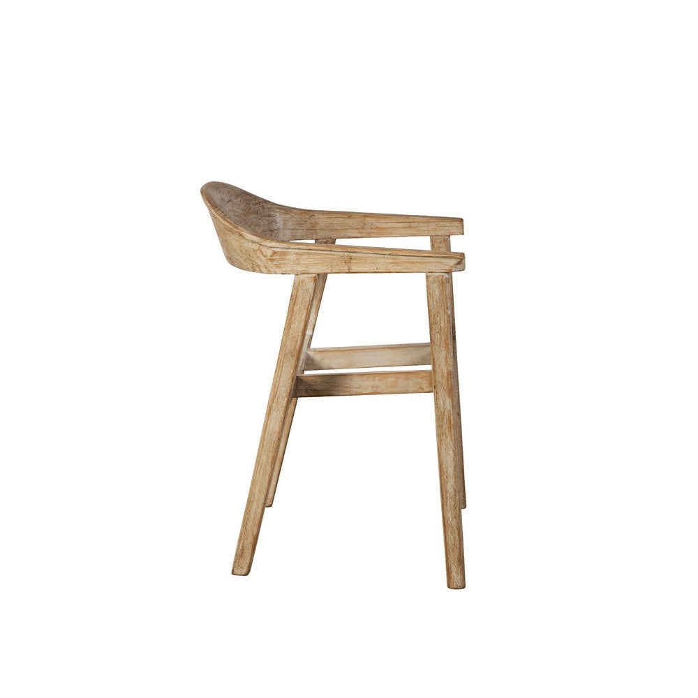 Beny Dining Armchair Frame w Curved Back | Aged White Pine Wood BM338184