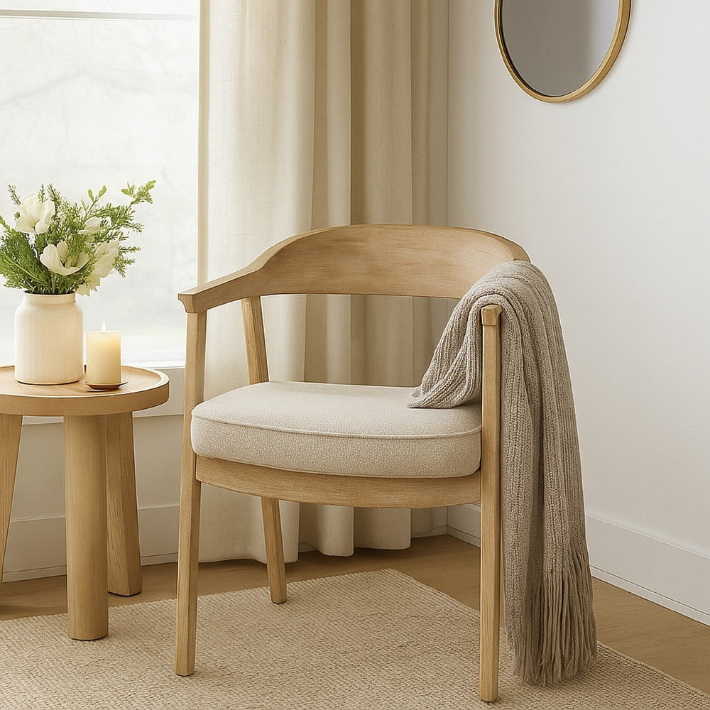 Beny Dining Armchair Frame w Curved Back | Aged White Pine Wood BM338184