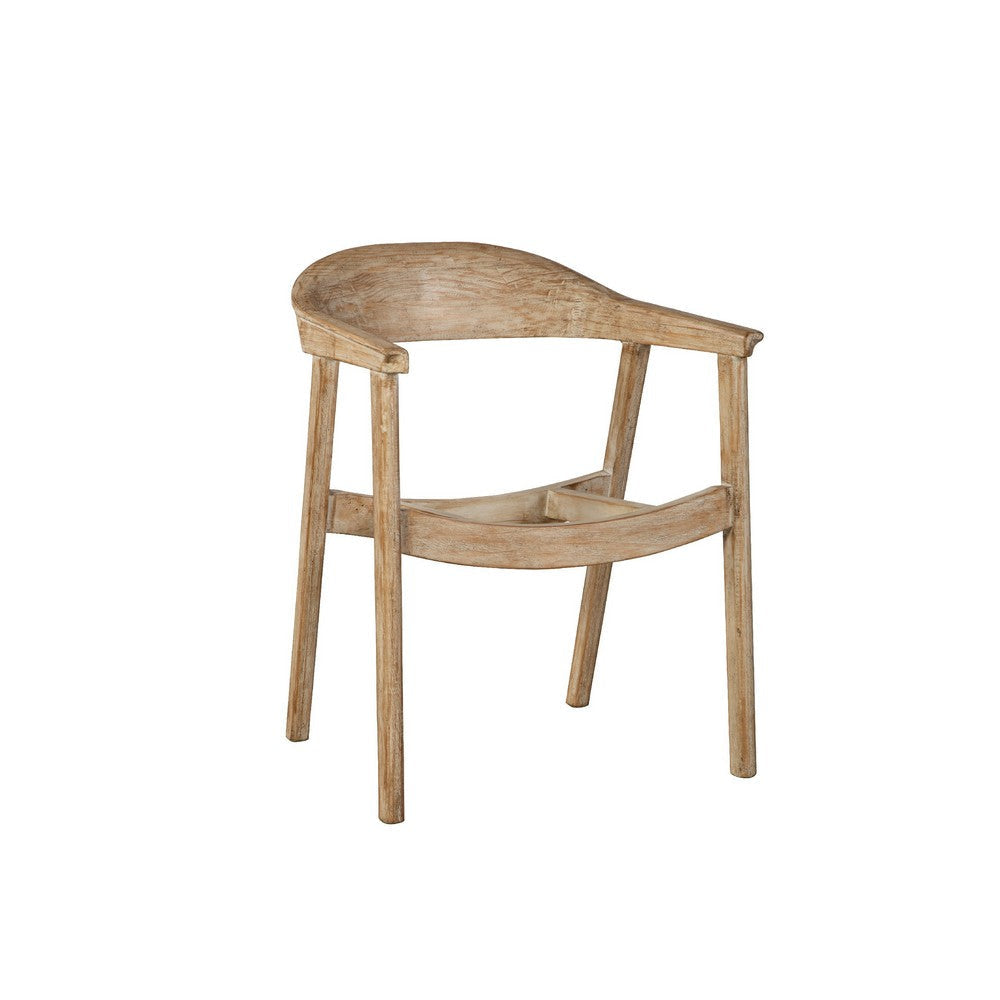 Beny Dining Armchair Frame w Curved Back | Aged White Pine Wood