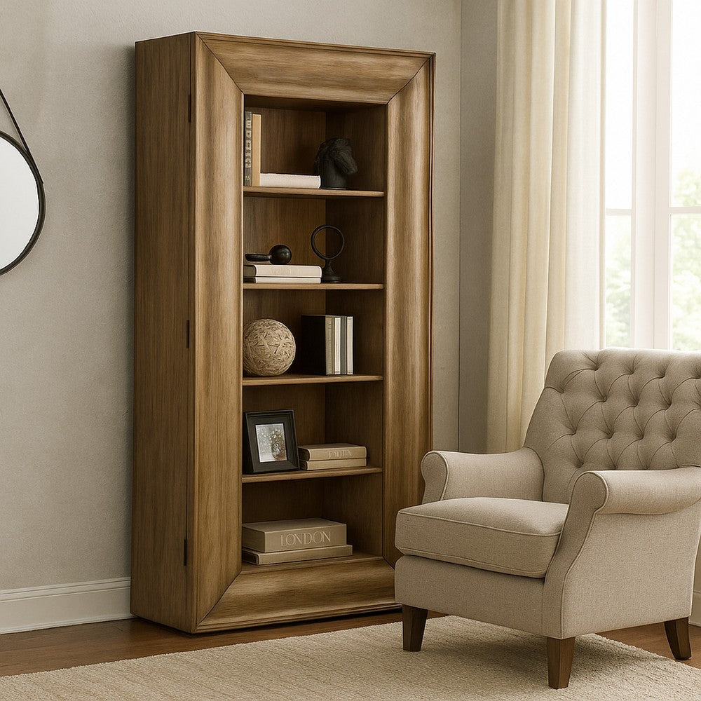 Selo Tall Curio Cabinet | 6 Shelves | 79" Farmhouse Antique Brown