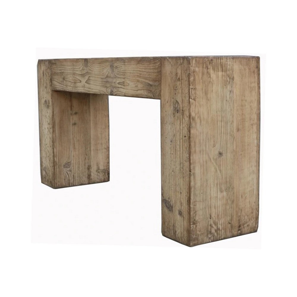 Mao Sofa Console Table | 60’’ Narrow Top and Panel Legs | Rustic Brown BM338192