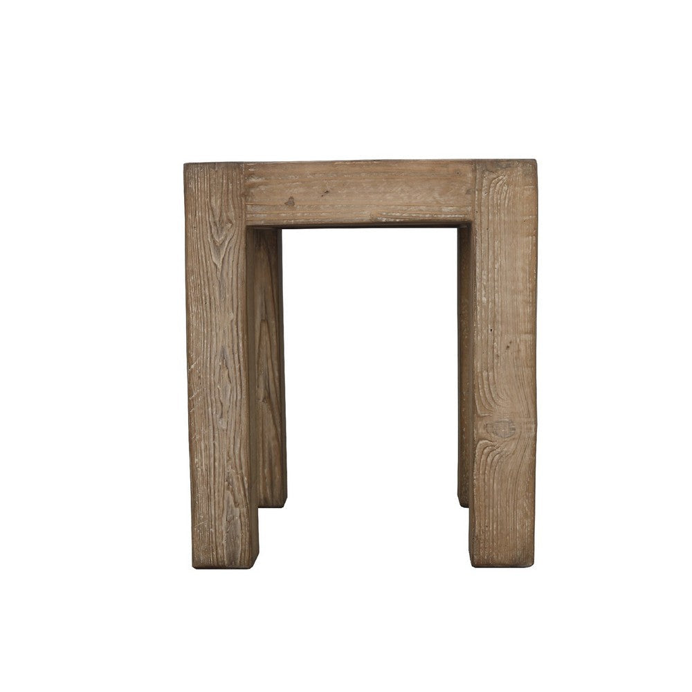 Mao Side End Table | 22’’ Square Top with Chunky Legs | Rustic Brown BM338193