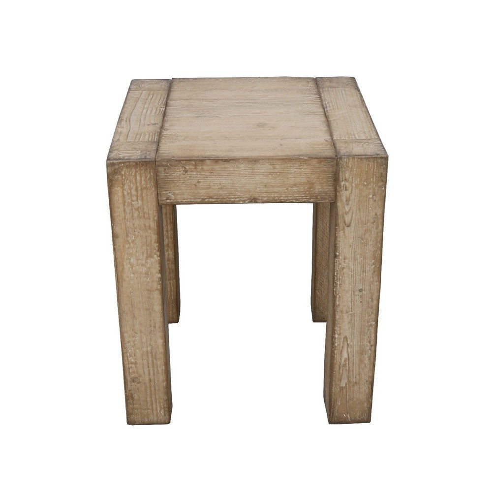 Mao Side End Table | 22’’ Square Top with Chunky Legs | Rustic Brown BM338193